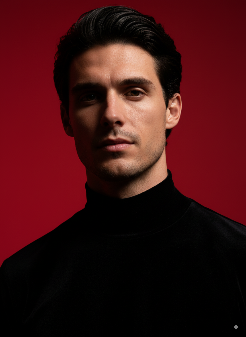 Generate a Dramatic Portrait with Cinematic Lighting and Contrasting Background